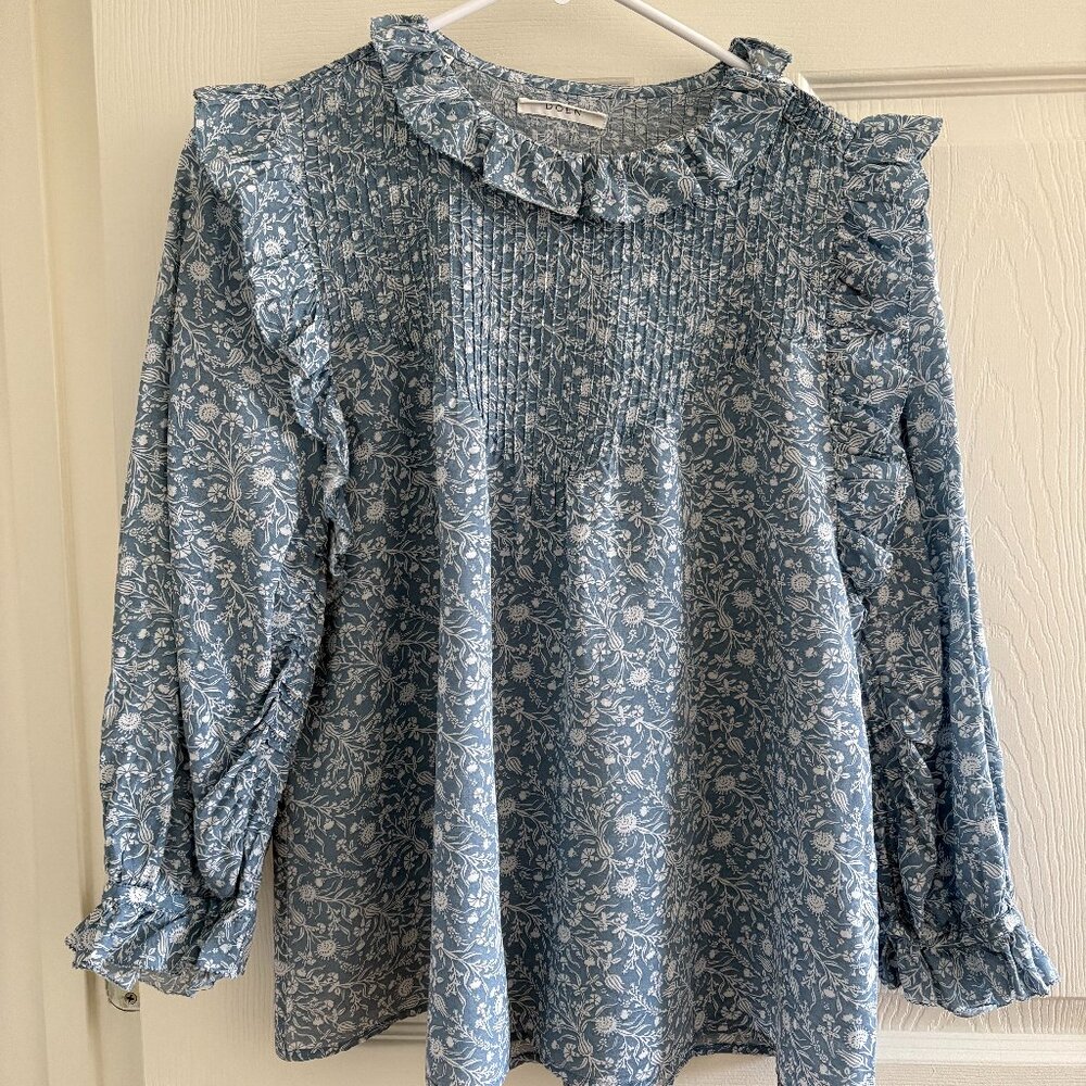DÔEN Light Blue Patterned Blouse